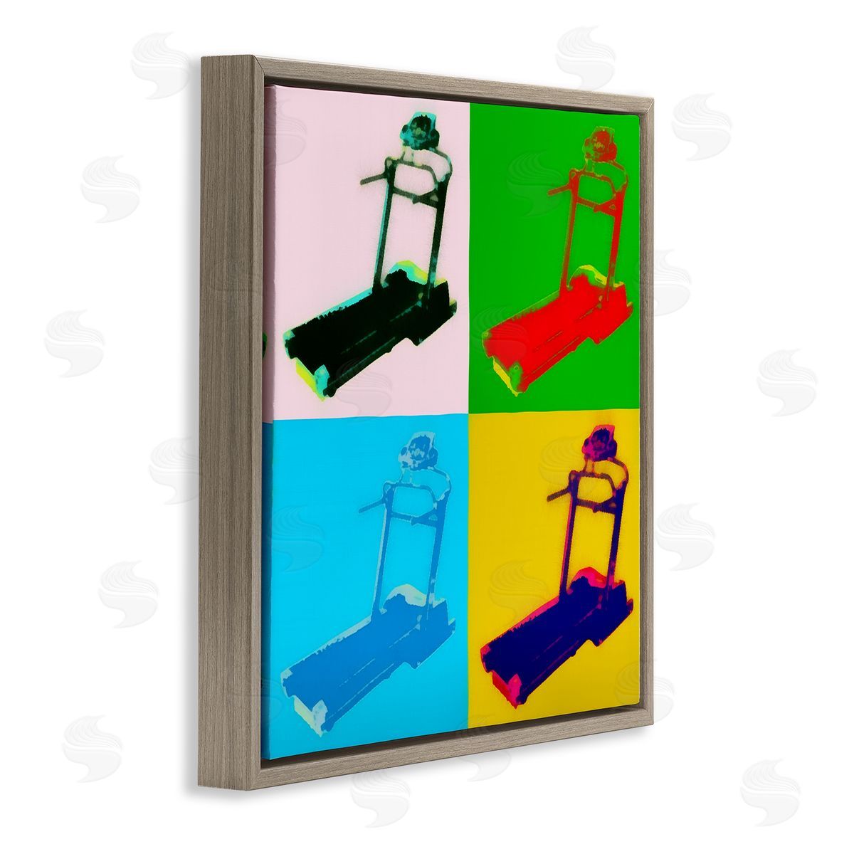 Daniel Sproul Abstract Treadmill Pop Art Modern Exercise Interpretation Brown Floating Frame Canvas Wall Art Print