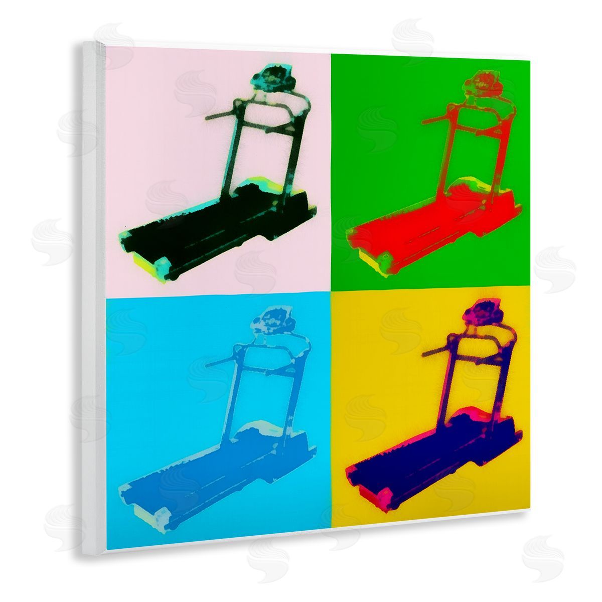 Daniel Sproul Abstract Treadmill Pop Art Modern Exercise Interpretation Wooden Wall Plaque Art Print