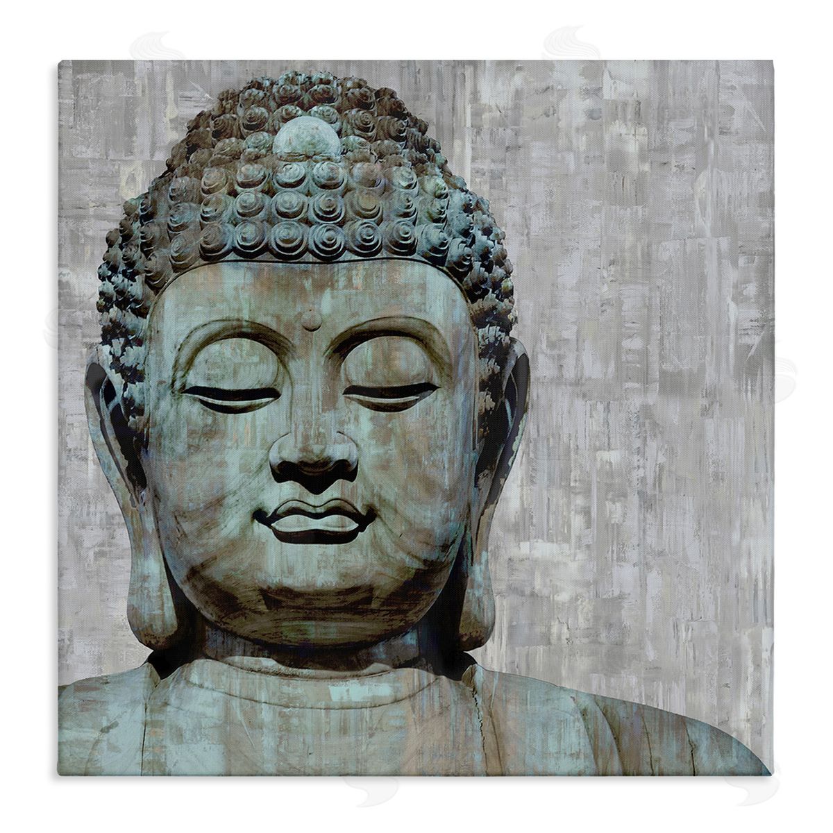 Tom Bray Buddha Meditating Figure Closed Eyes Concentration Stretched Canvas Wall Art Print