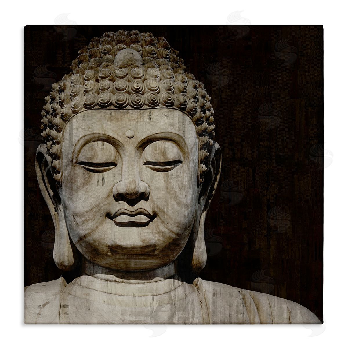 Tom Bray Closed Eye Buddha Shrine Figure Portrait Stretched Canvas Wall Art Print