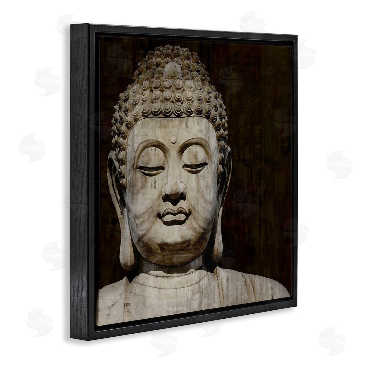 Tom Bray Closed Eye Buddha Shrine Figure Portrait Black Floating Frame Canvas Wall Art Print