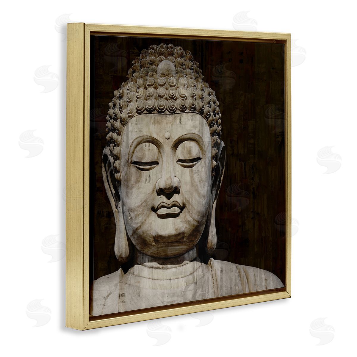 Tom Bray Closed Eye Buddha Shrine Figure Portrait Gold Floating Frame Canvas Wall Art Print