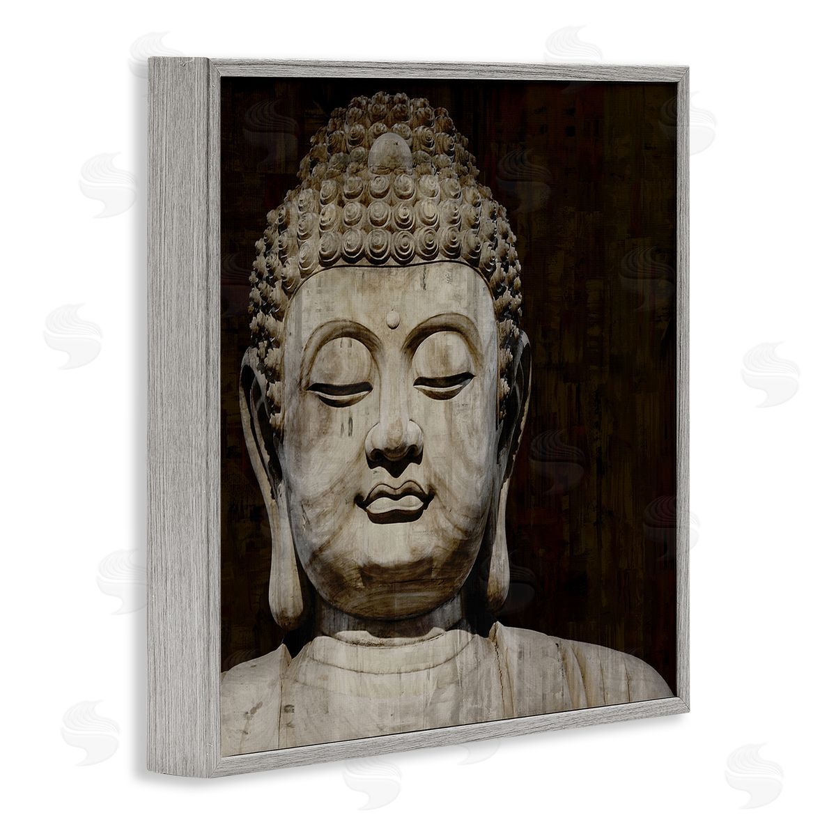 Tom Bray Closed Eye Buddha Shrine Figure Portrait Gray Framed Glicee Wall Art Print