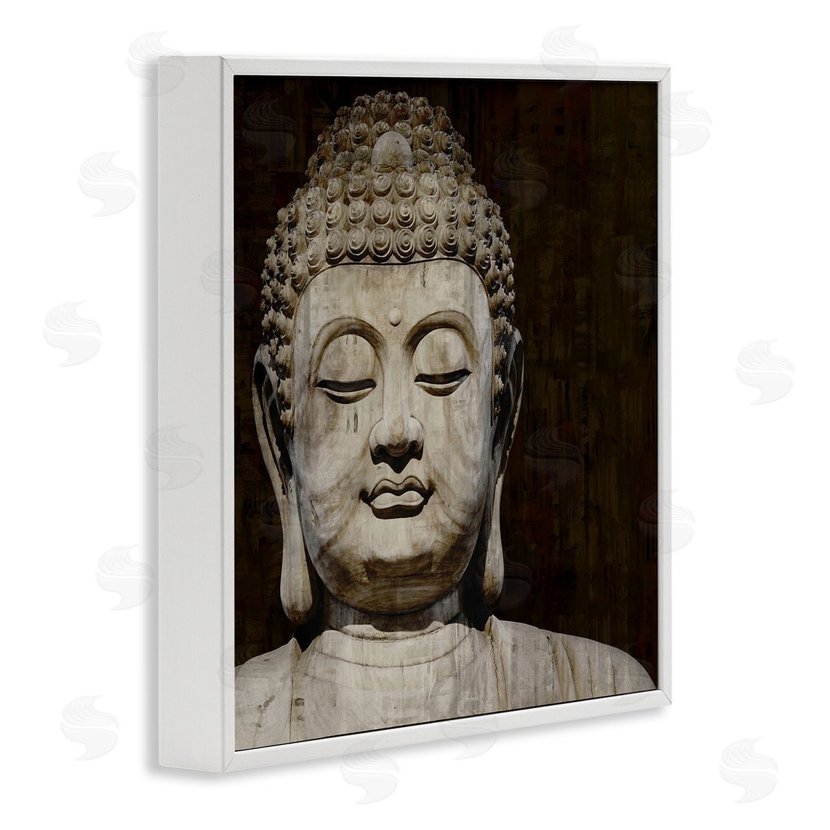 Tom Bray Closed Eye Buddha Shrine Figure Portrait White Framed Glicee Wall Art Print