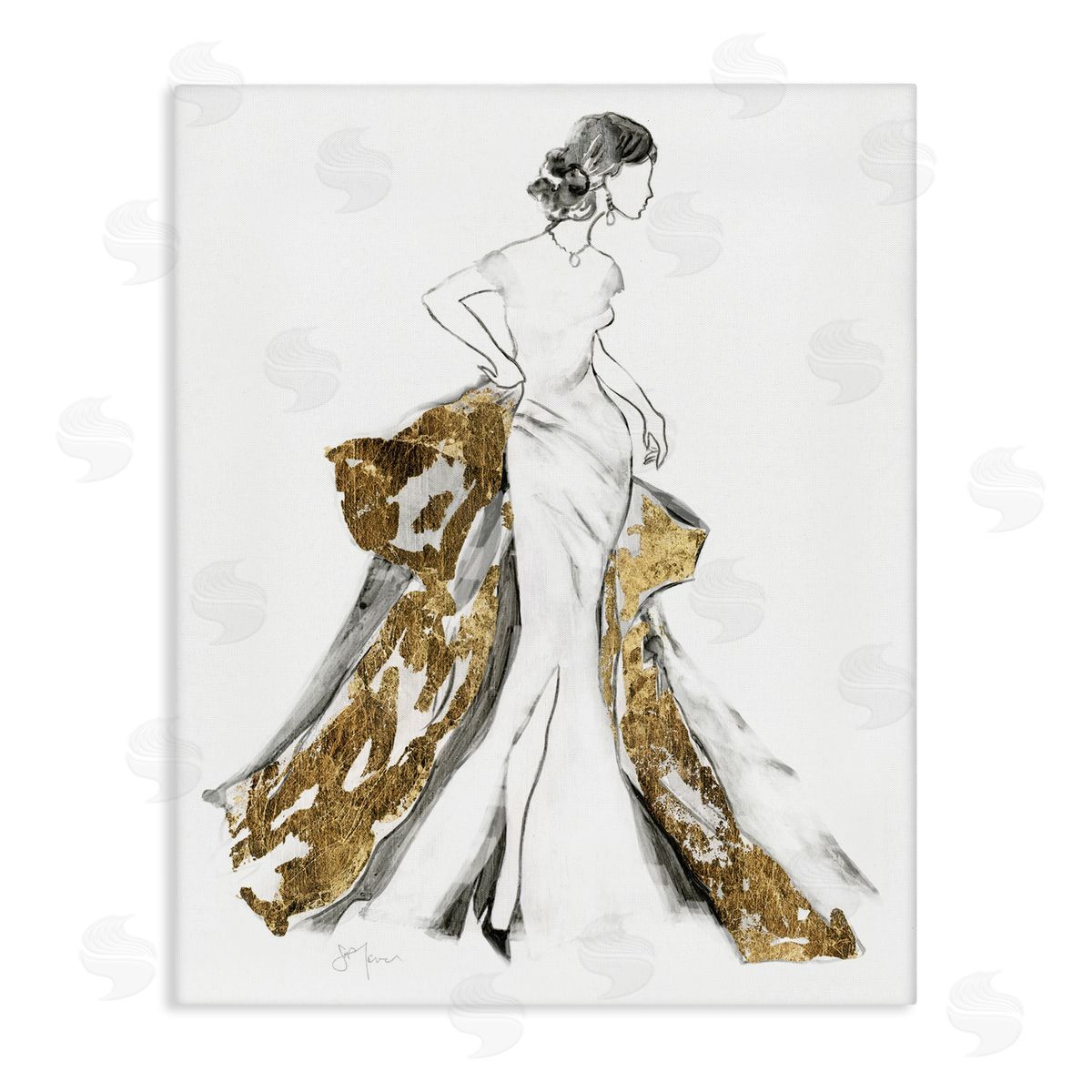 stupell industries Janet Tava | Elegant Fashion Female Glam Coat Evening  Dress Wall Art | Home
