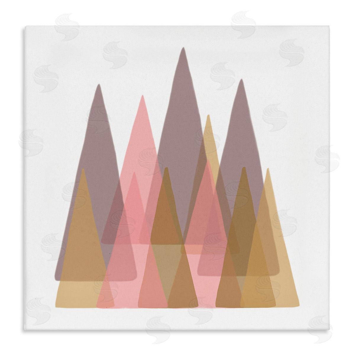 Reesa Qualia Kids' Abstract Geometric Forest Pink Brown Trees Stretched Canvas Wall Art Print