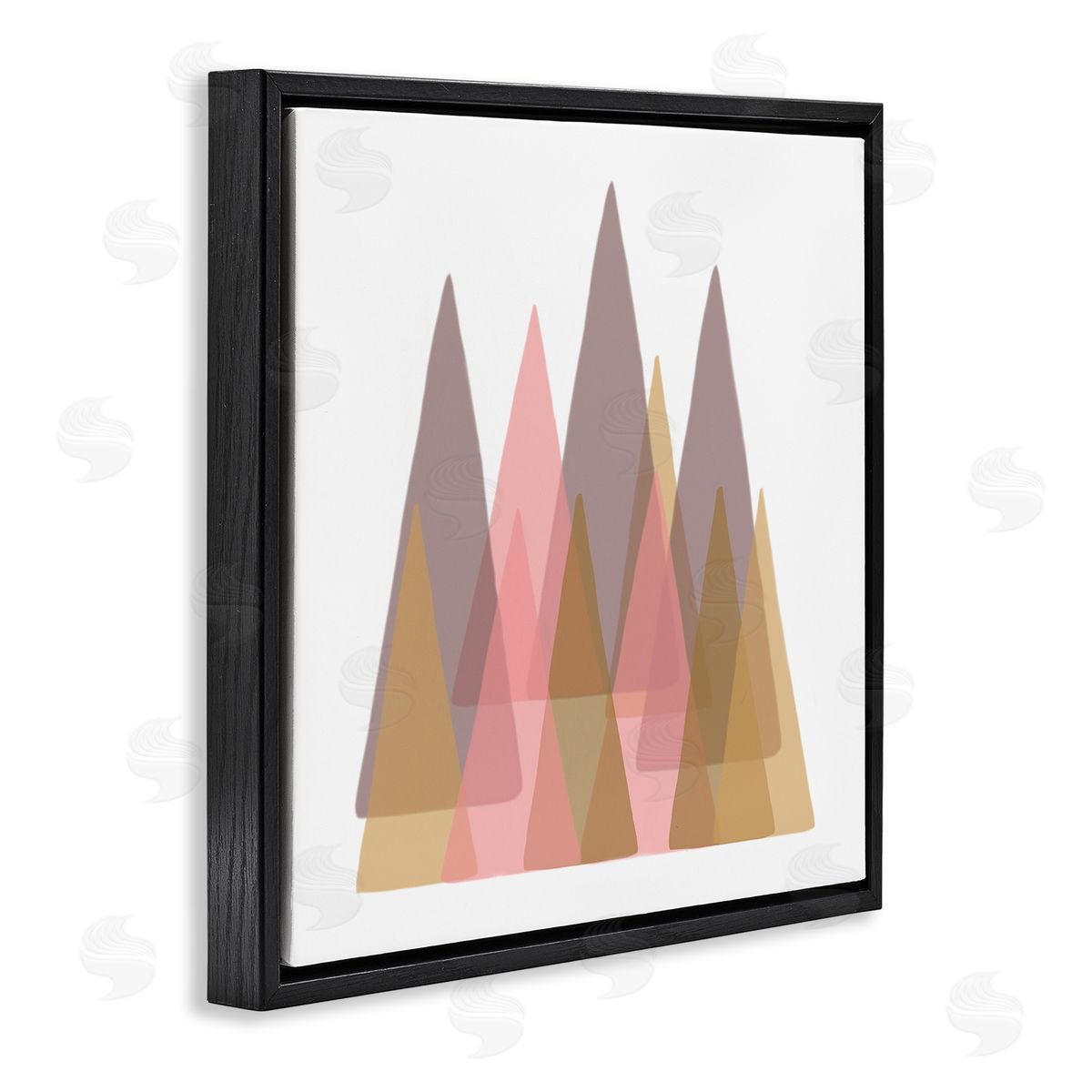 Reesa Qualia Kids' Abstract Geometric Forest Pink Brown Trees Black Floating Frame Canvas Wall Art Print