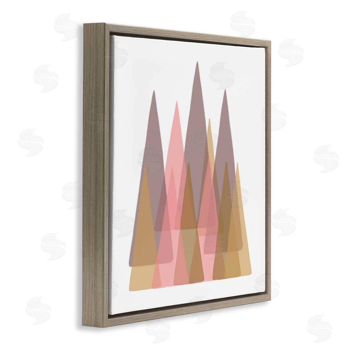 Reesa Qualia Kids' Abstract Geometric Forest Pink Brown Trees Brown Floating Frame Canvas Wall Art Print