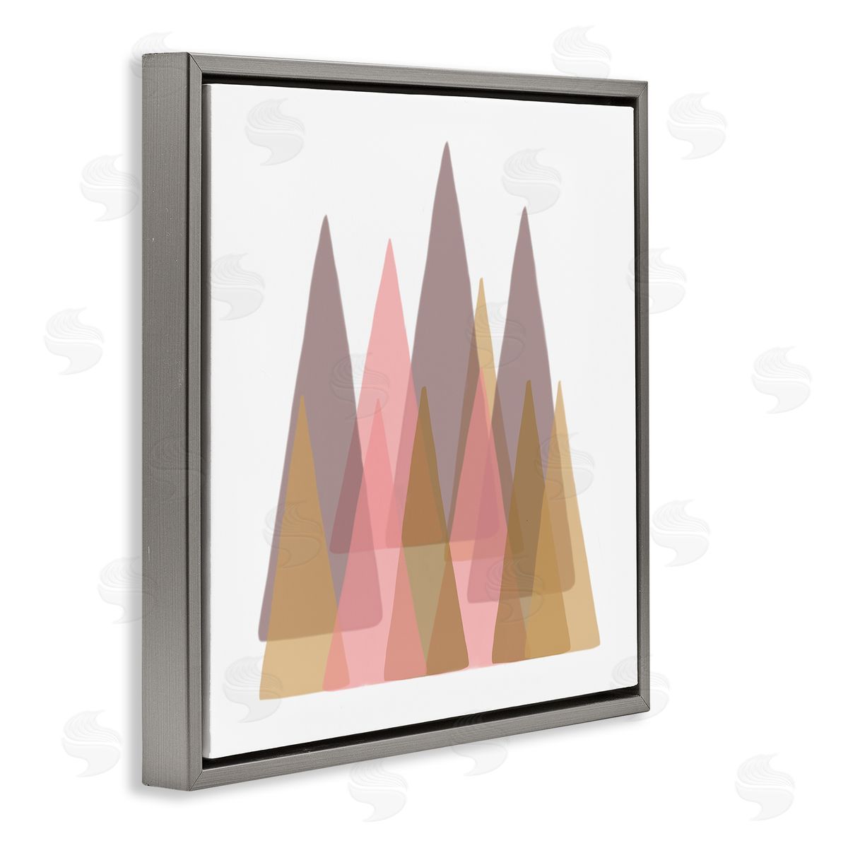 Reesa Qualia Kids' Abstract Geometric Forest Pink Brown Trees Gray Floating Frame Canvas Wall Art Print