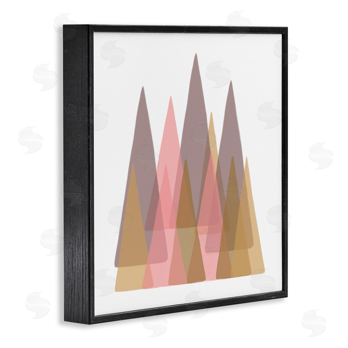 Reesa Qualia Kids' Abstract Geometric Forest Pink Brown Trees Black Framed Glicee Wall Art Print