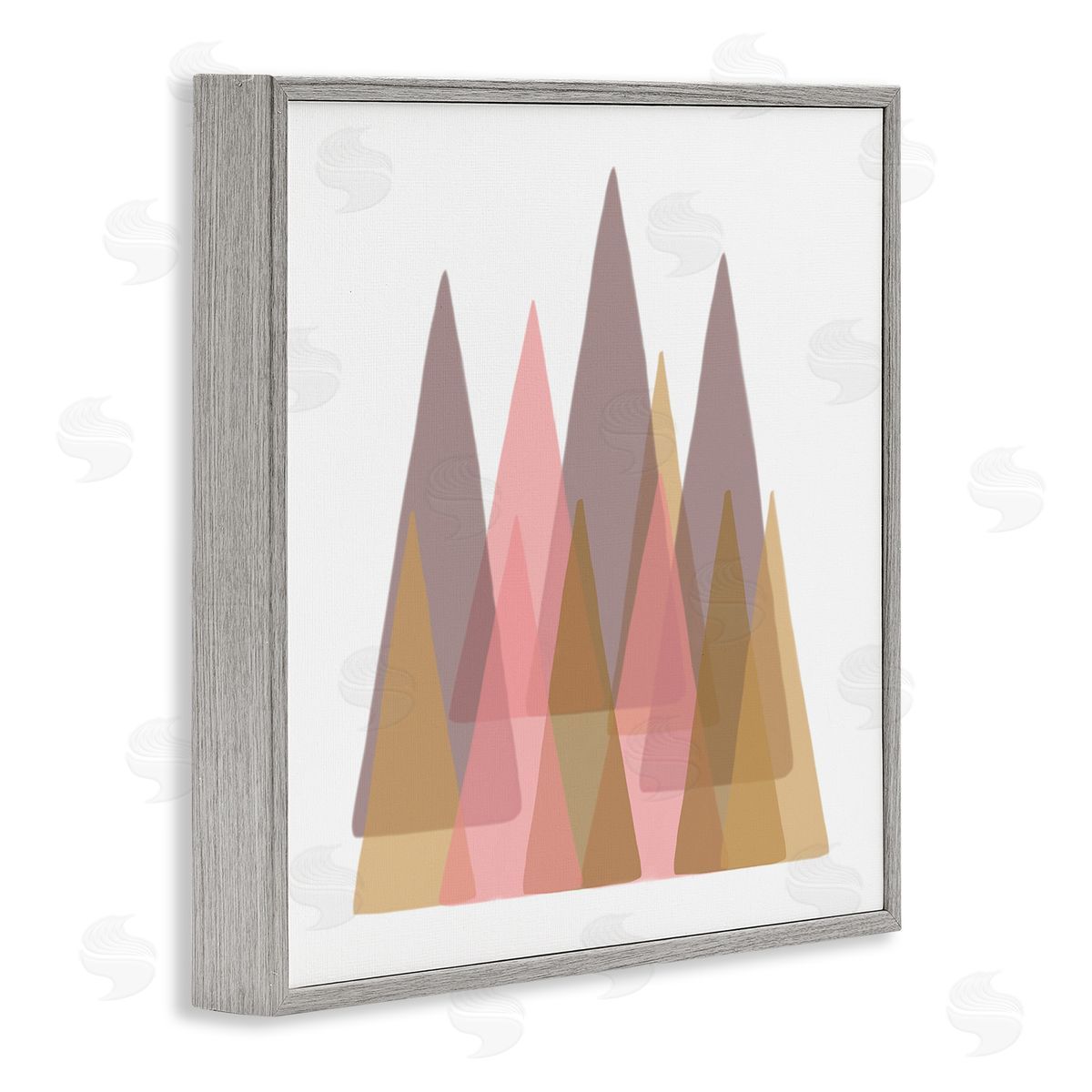 Reesa Qualia Kids' Abstract Geometric Forest Pink Brown Trees Gray Framed Glicee Wall Art Print