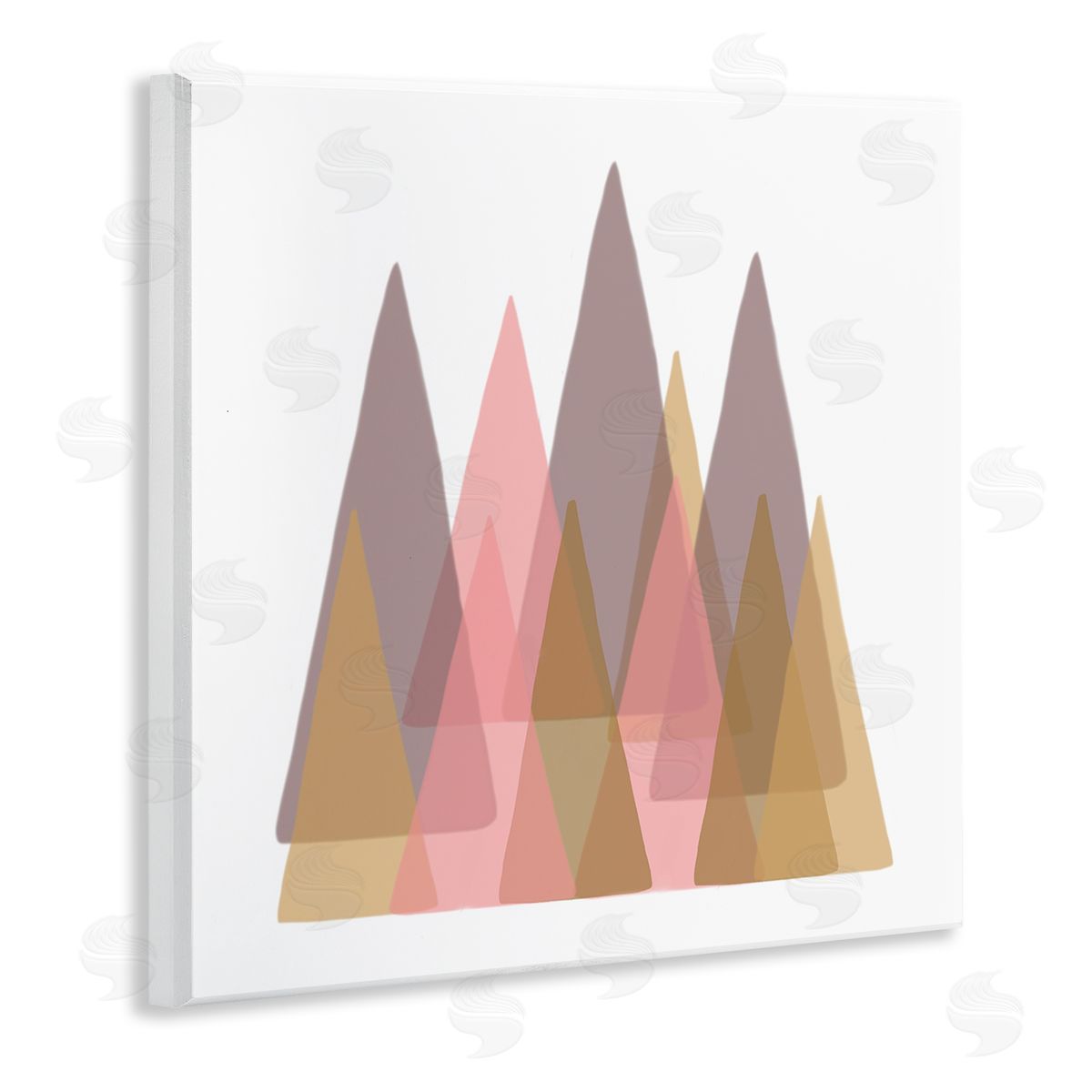 Reesa Qualia Kids' Abstract Geometric Forest Pink Brown Trees Wooden Wall Plaque Art Print