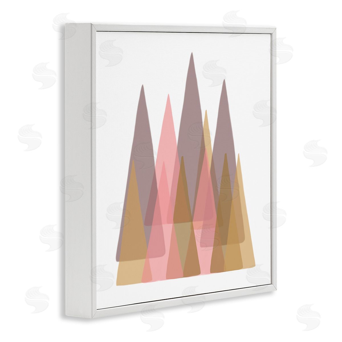 Reesa Qualia Kids' Abstract Geometric Forest Pink Brown Trees White Framed Glicee Wall Art Print