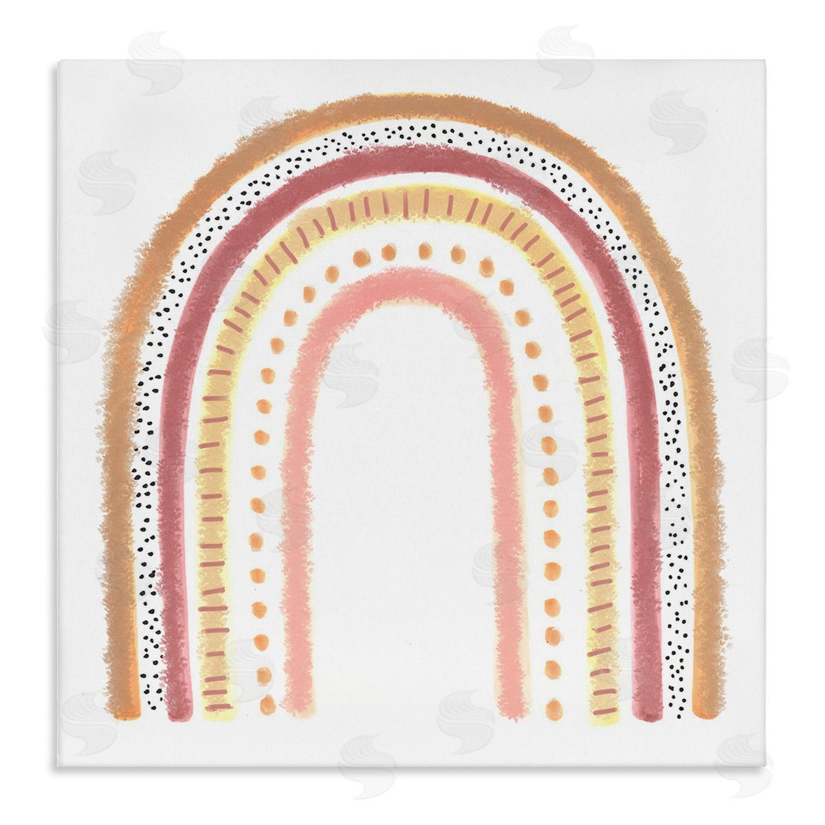 Reesa Qualia Patterned Stripe Rainbow Brown Pink Yellow Stretched Canvas Wall Art Print