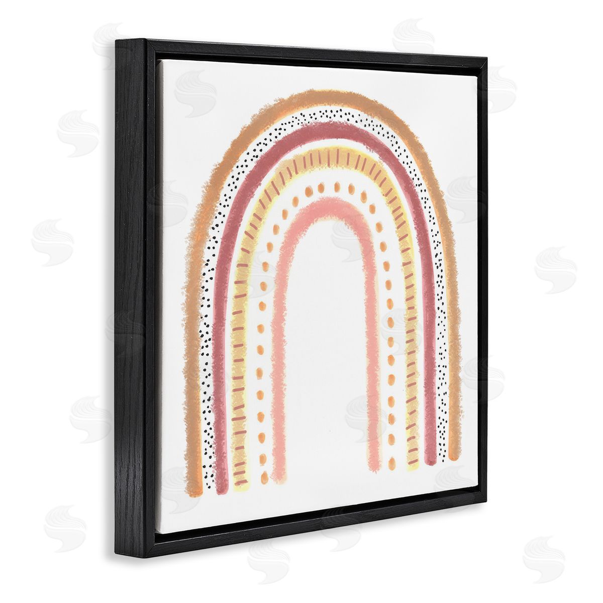 Reesa Qualia Patterned Stripe Rainbow Brown Pink Yellow Black Floating Frame Canvas Wall Art Print