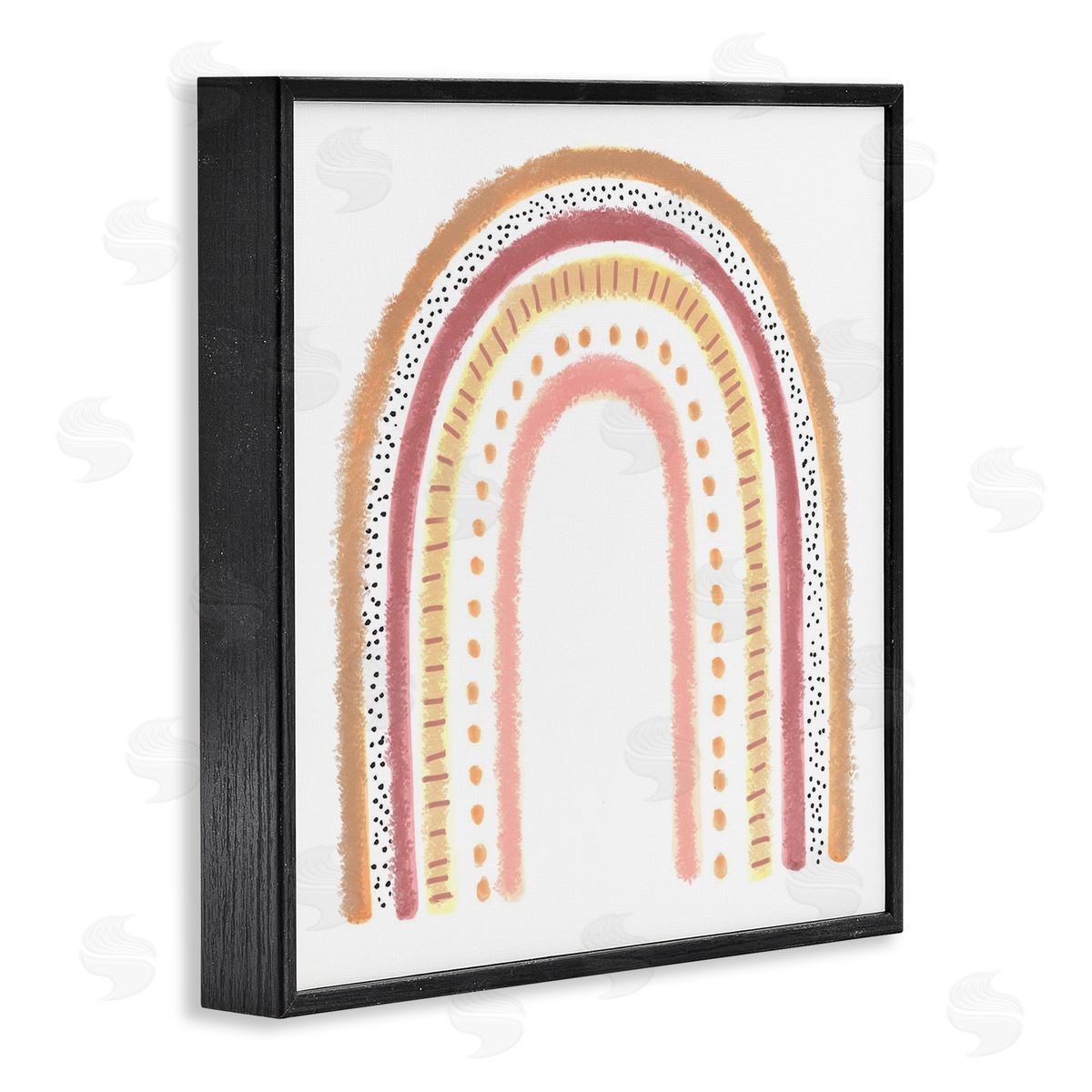 Reesa Qualia Patterned Stripe Rainbow Brown Pink Yellow Black Framed Glicee Wall Art Print