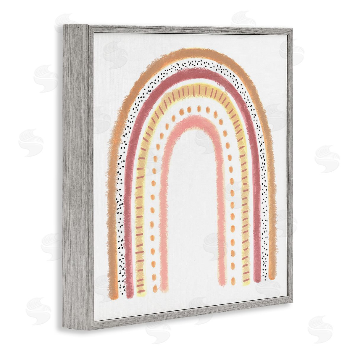 Reesa Qualia Patterned Stripe Rainbow Brown Pink Yellow Gray Framed Glicee Wall Art Print