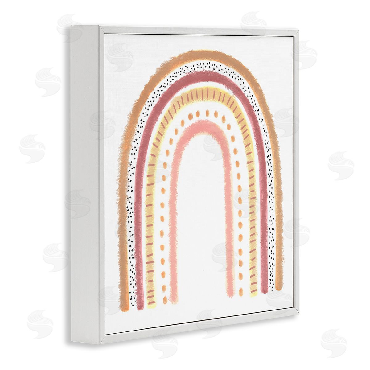 Reesa Qualia Patterned Stripe Rainbow Brown Pink Yellow White Framed Glicee Wall Art Print