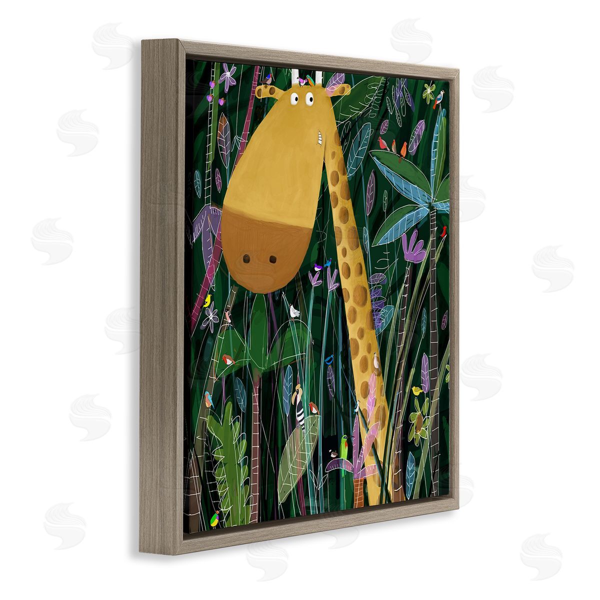 Carla Daly Kids' Polka Dot Giraffe Jungle Safari Brush Brown Floating Frame Canvas Wall Art Print