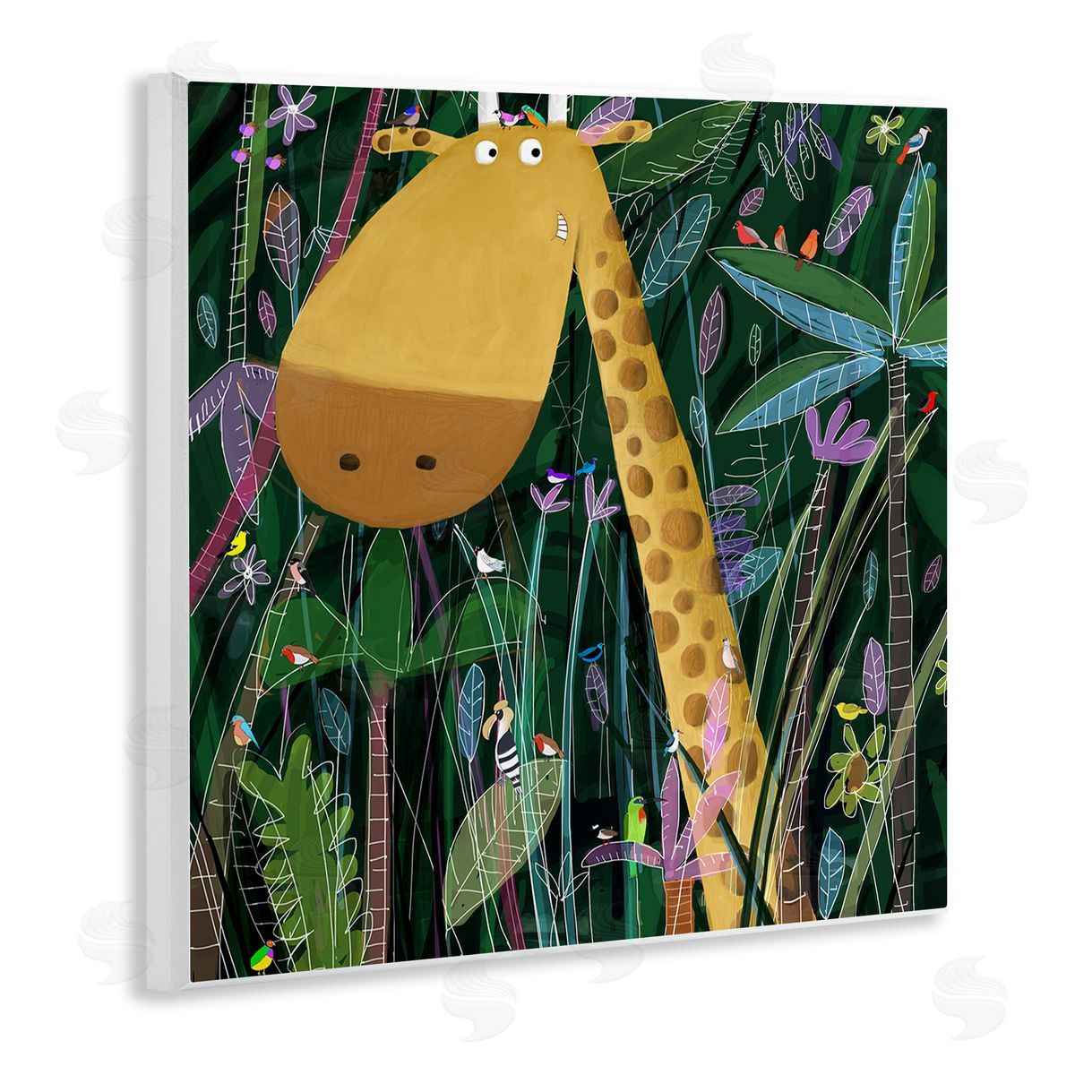 Carla Daly Kids' Polka Dot Giraffe Jungle Safari Brush Wooden Wall Plaque Art Print