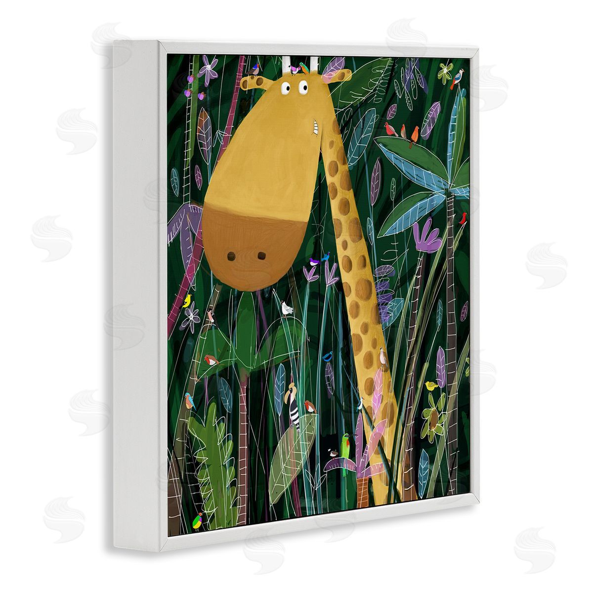 Carla Daly Kids' Polka Dot Giraffe Jungle Safari Brush White Framed Glicee Wall Art Print