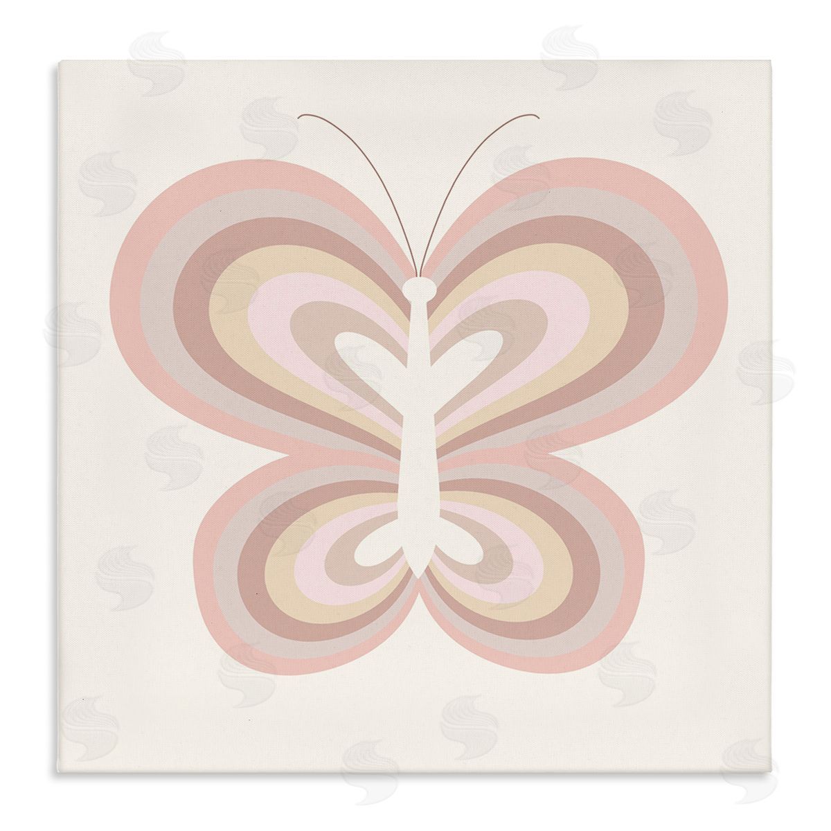 Stupell Studio Kids' Pink Butterfly Illustration Striped Rainbow Wings Stretched Canvas Wall Art Print