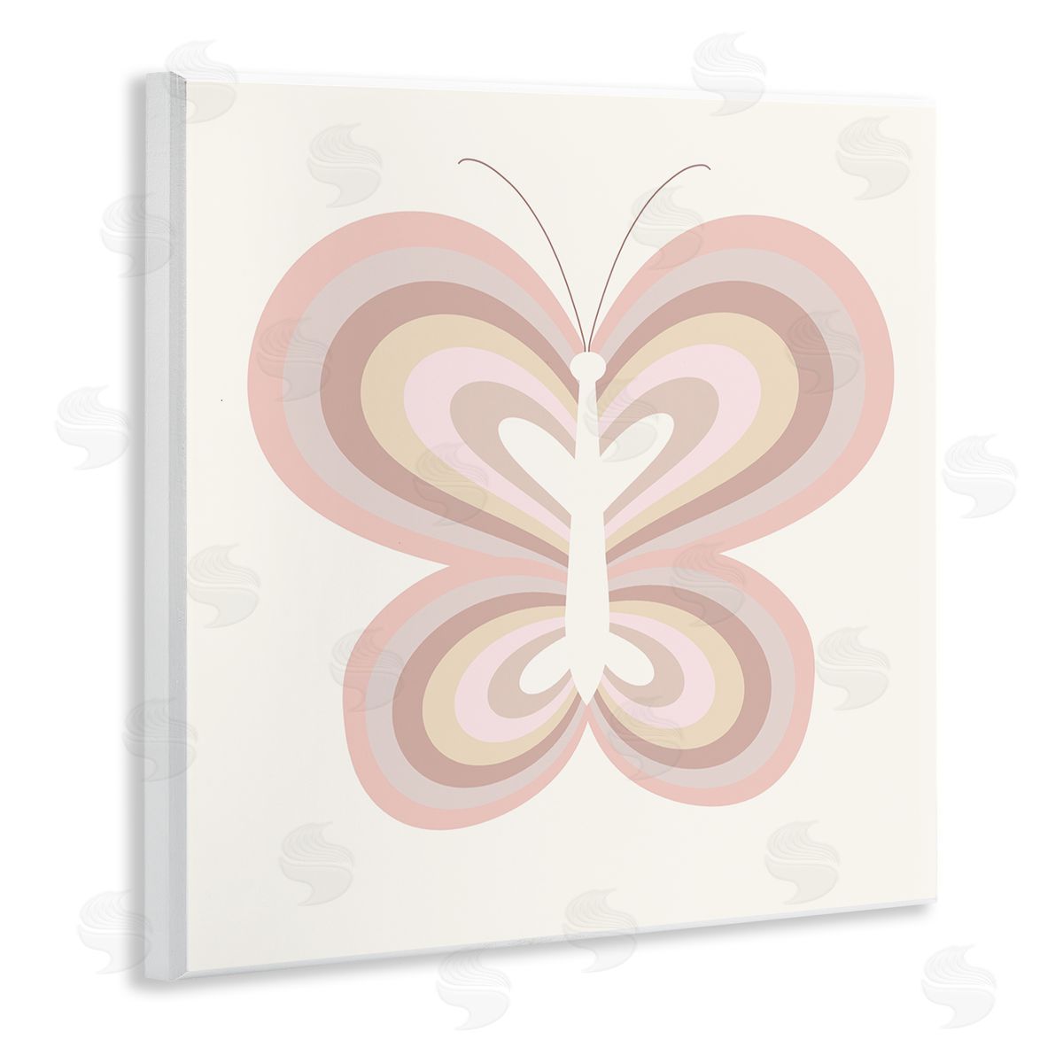 Stupell Studio Kids' Pink Butterfly Illustration Striped Rainbow Wings Wooden Wall Plaque Art Print