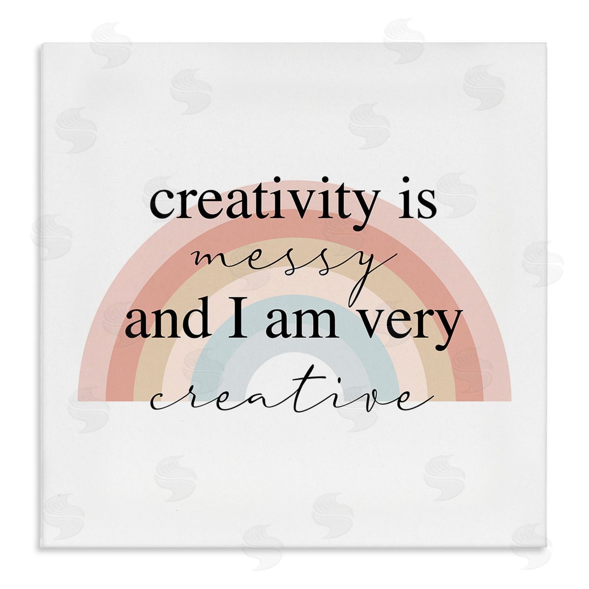 Stupell Studio Creativity is Messy Funny Phrase Boho Tone Rainbow Stretched Canvas Wall Art Print