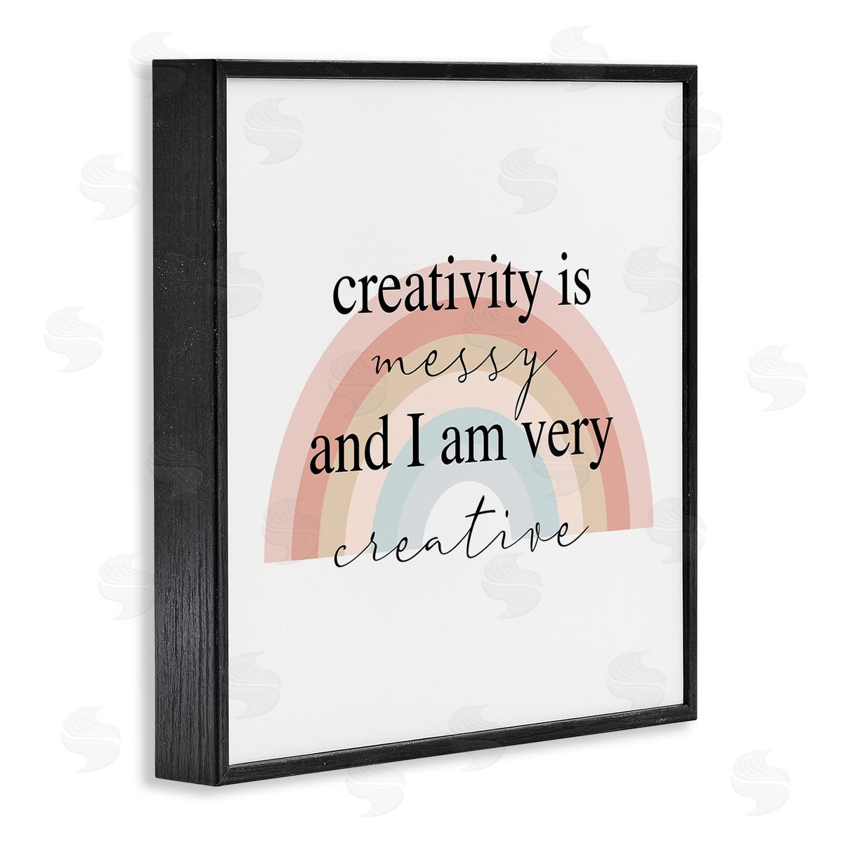 Stupell Studio Creativity is Messy Funny Phrase Boho Tone Rainbow Black Framed Glicee Wall Art Print