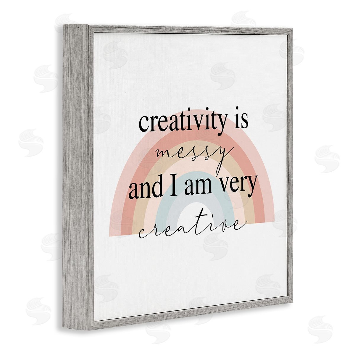 Stupell Studio Creativity is Messy Funny Phrase Boho Tone Rainbow Gray Framed Glicee Wall Art Print
