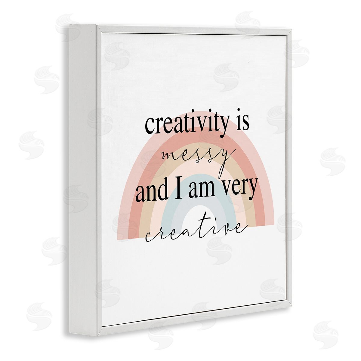 Stupell Studio Creativity is Messy Funny Phrase Boho Tone Rainbow White Framed Glicee Wall Art Print
