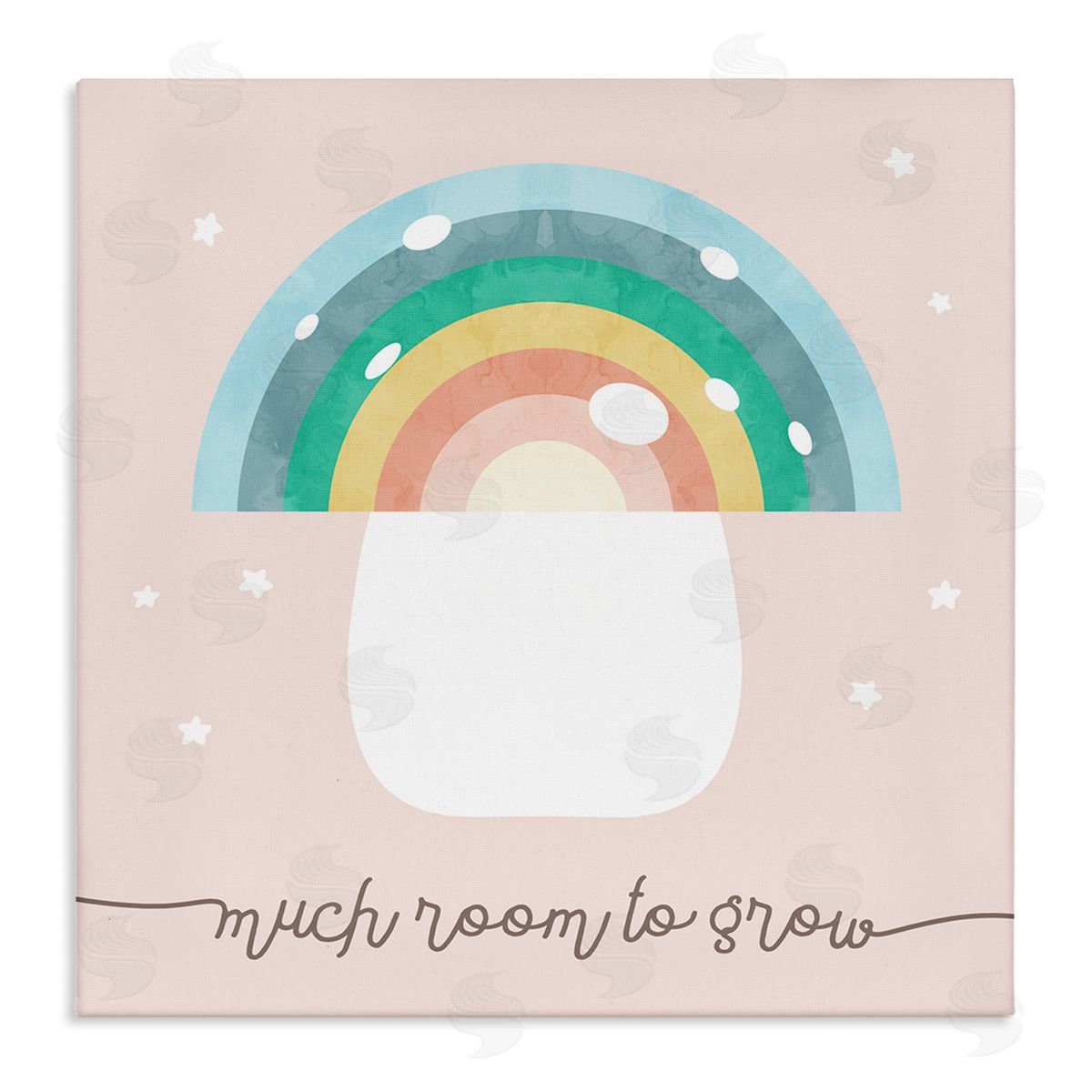 Stupell Studio Much Room to Grow Phrase Kids' Rainbow Mushroom Stretched Canvas Wall Art Print