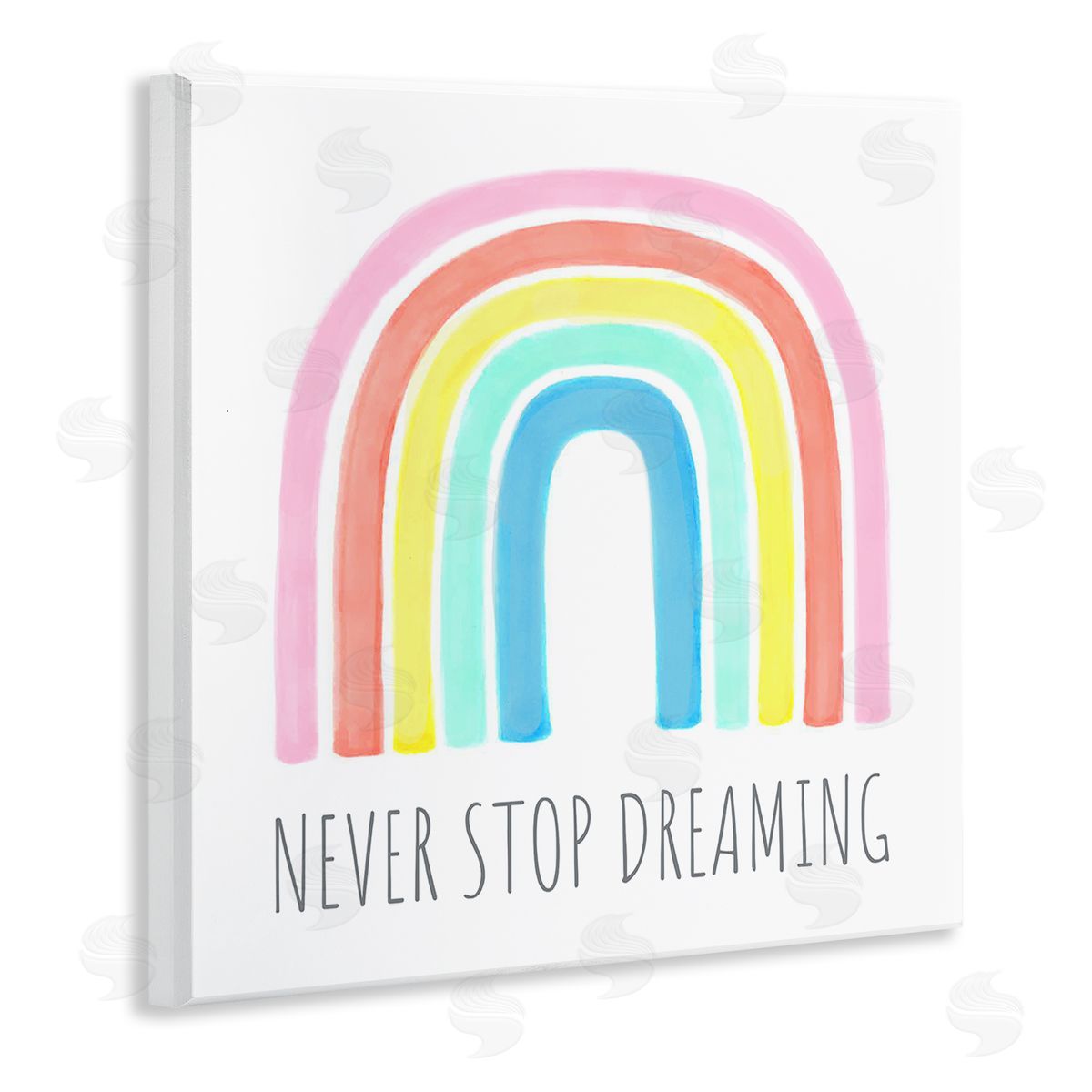 Reesa Qualia Never Stop Dreaming Children's Phrase Vibrant Pastel Rainbow Wooden Wall Plaque Art Print