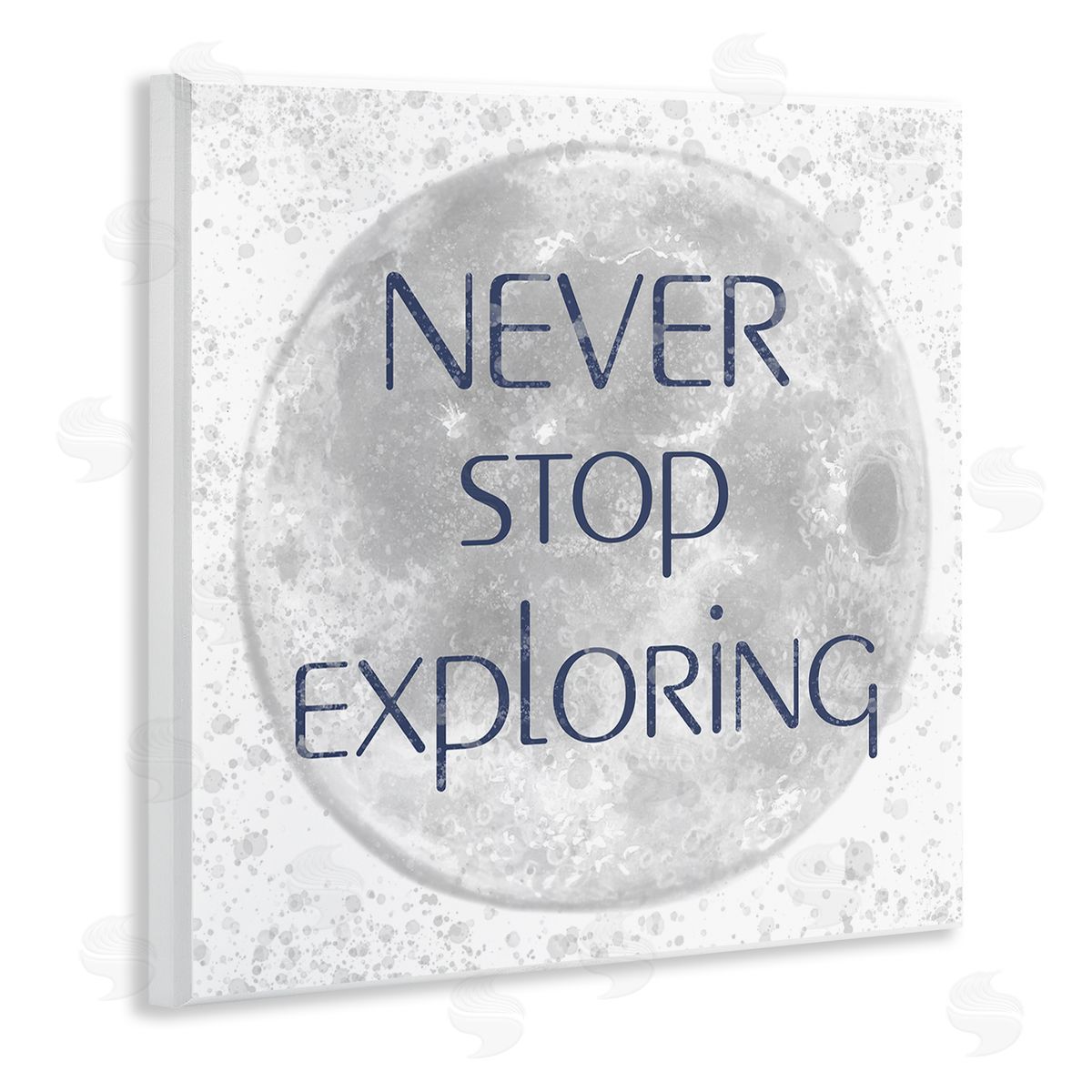 Reesa Qualia Never Stop Exploring Children's Phrase Full Moon Wooden Wall Plaque Art Print
