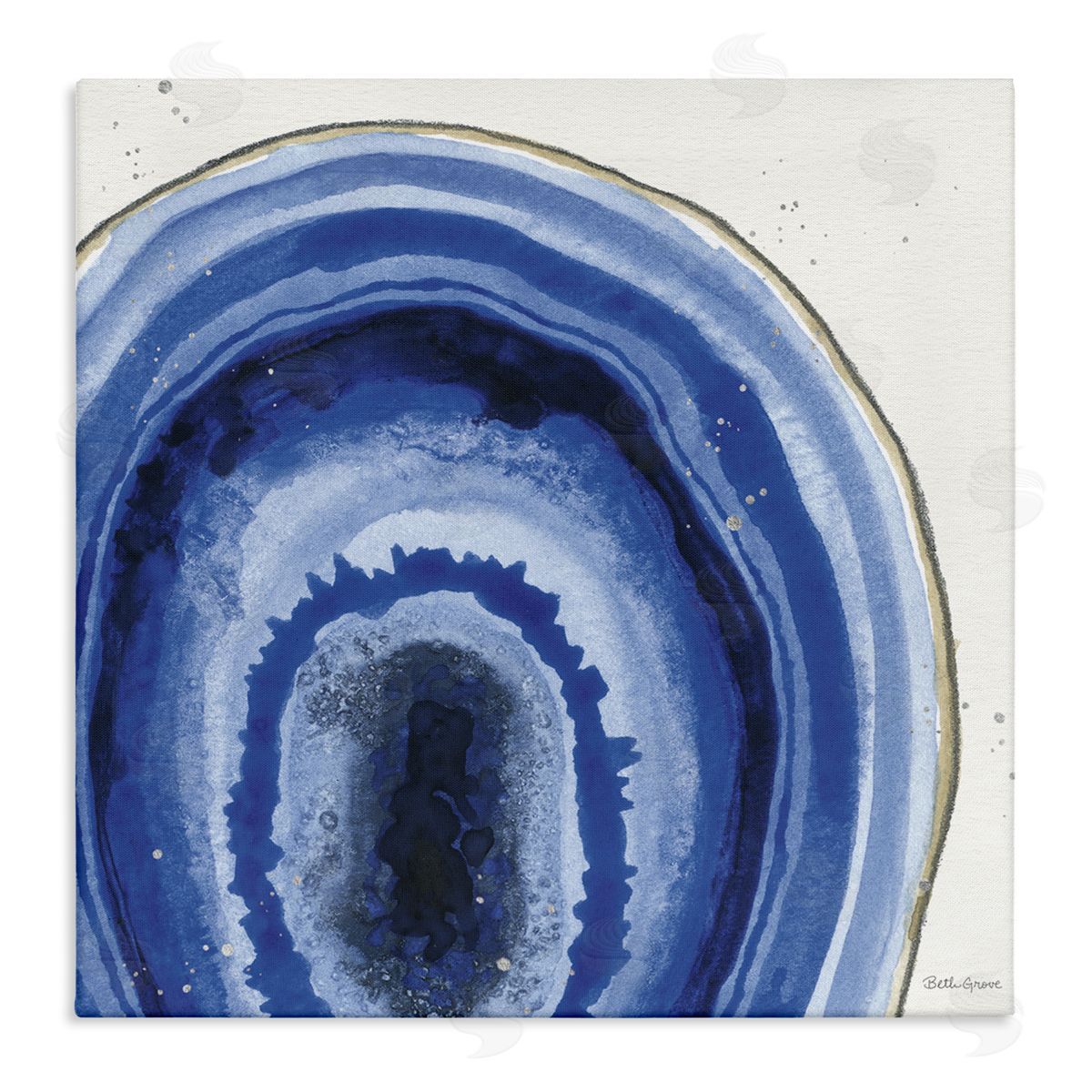 Beth Grove Modern Abstract Blue Agate Boho Geode Pattern Stretched Canvas Wall Art Print