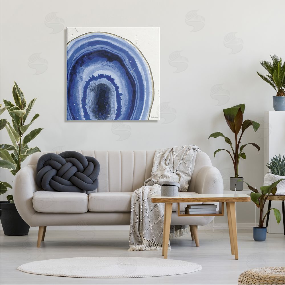 Beth Grove Modern Abstract Blue Agate Boho Geode Pattern Canvas Wall Art in Room
