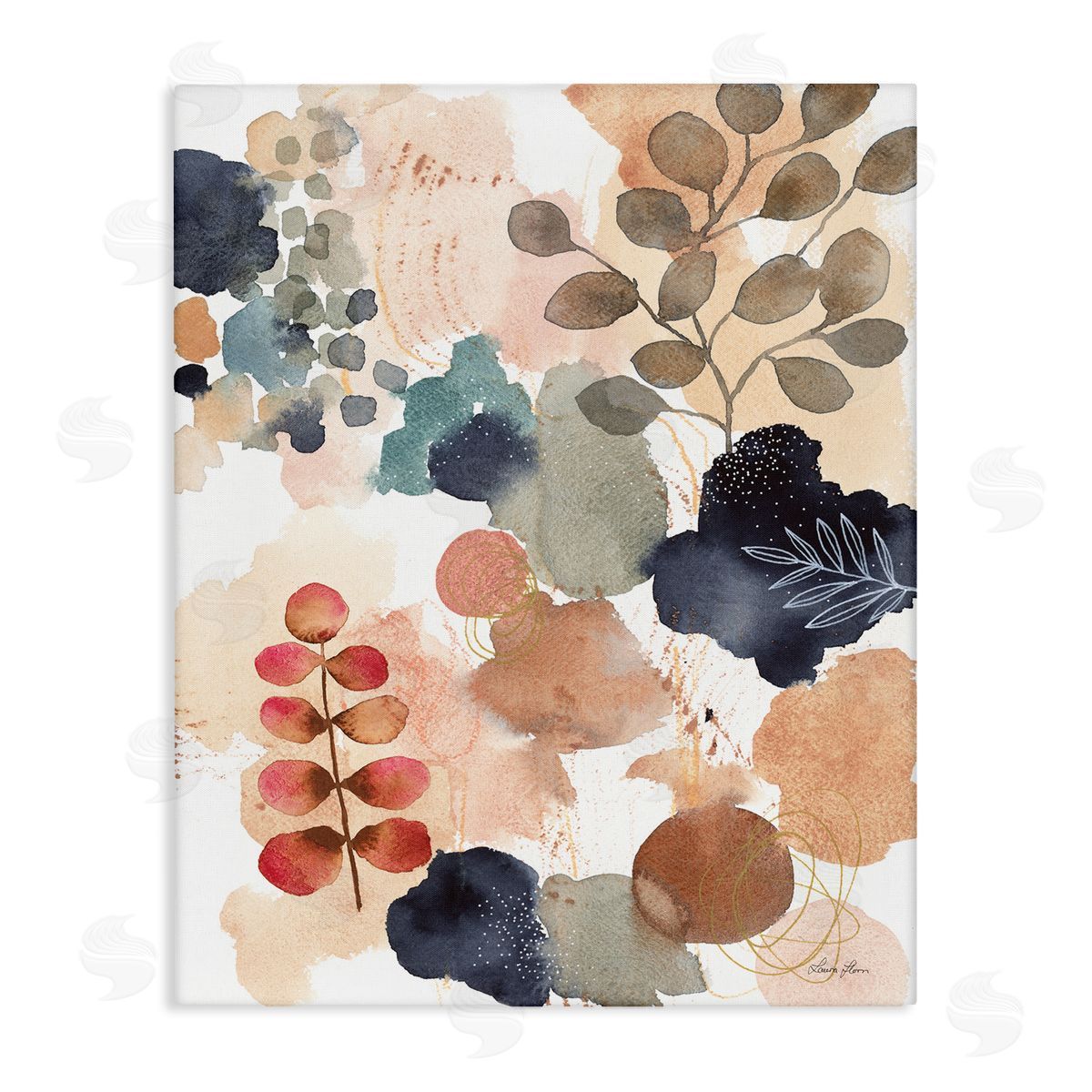 Abstract Botanical Shape Collage Canvas Wall Art, Home Decor by Laura Horn