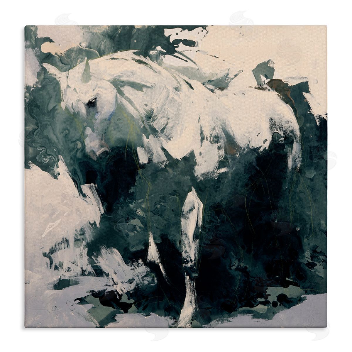 Julie T. Chapman Abstract Horse Portrait Busy Bold Movement Modern Painting Stretched Canvas Wall Art Print