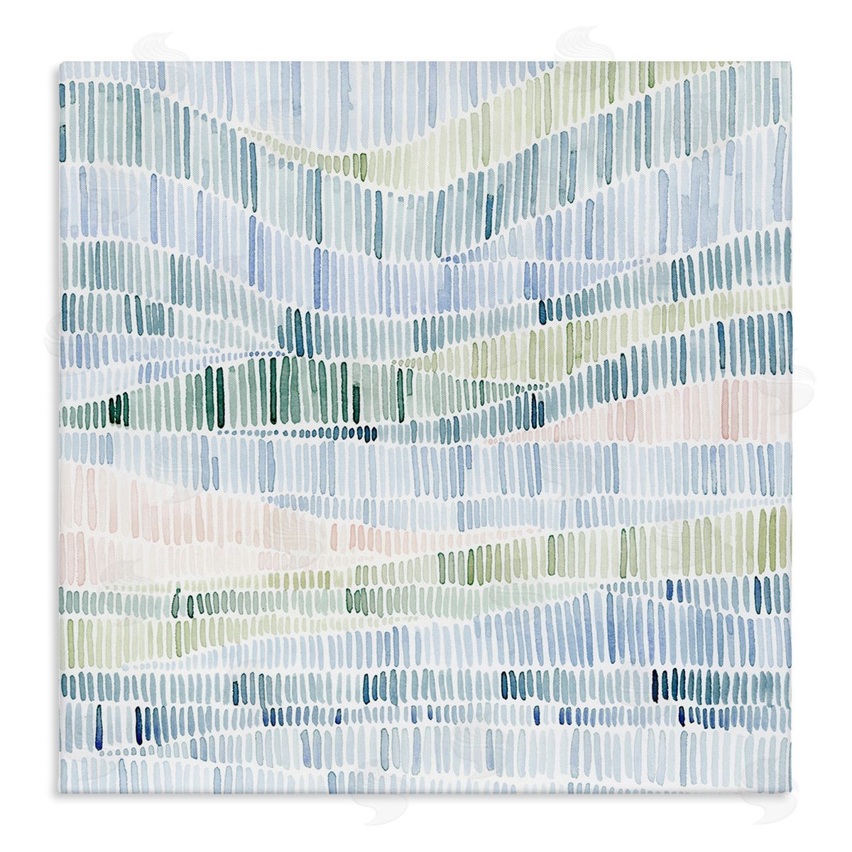 Grace Popp Abstract Layered Waves Striped Blue Green Beige Pattern Stretched Canvas Wall Art Print
