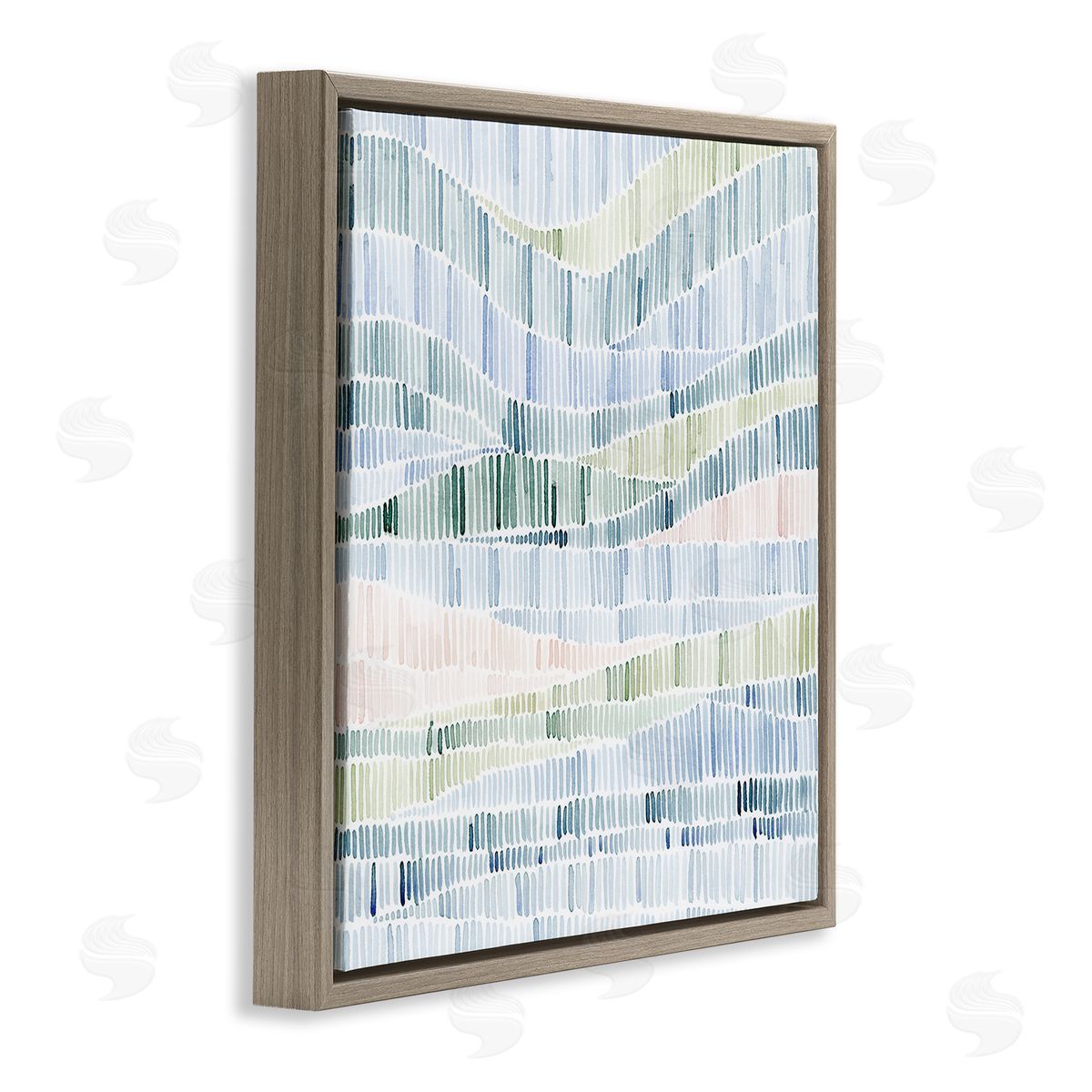 Grace Popp Abstract Layered Waves Striped Blue Green Beige Pattern Brown Floating Frame Canvas Wall Art Print