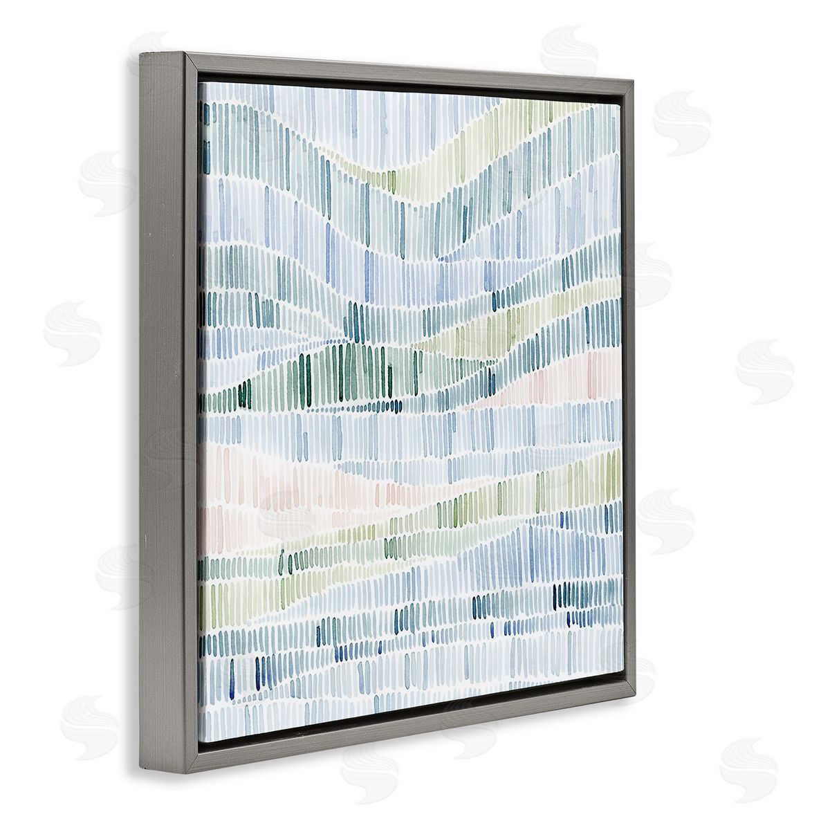 Grace Popp Abstract Layered Waves Striped Blue Green Beige Pattern Gray Floating Frame Canvas Wall Art Print