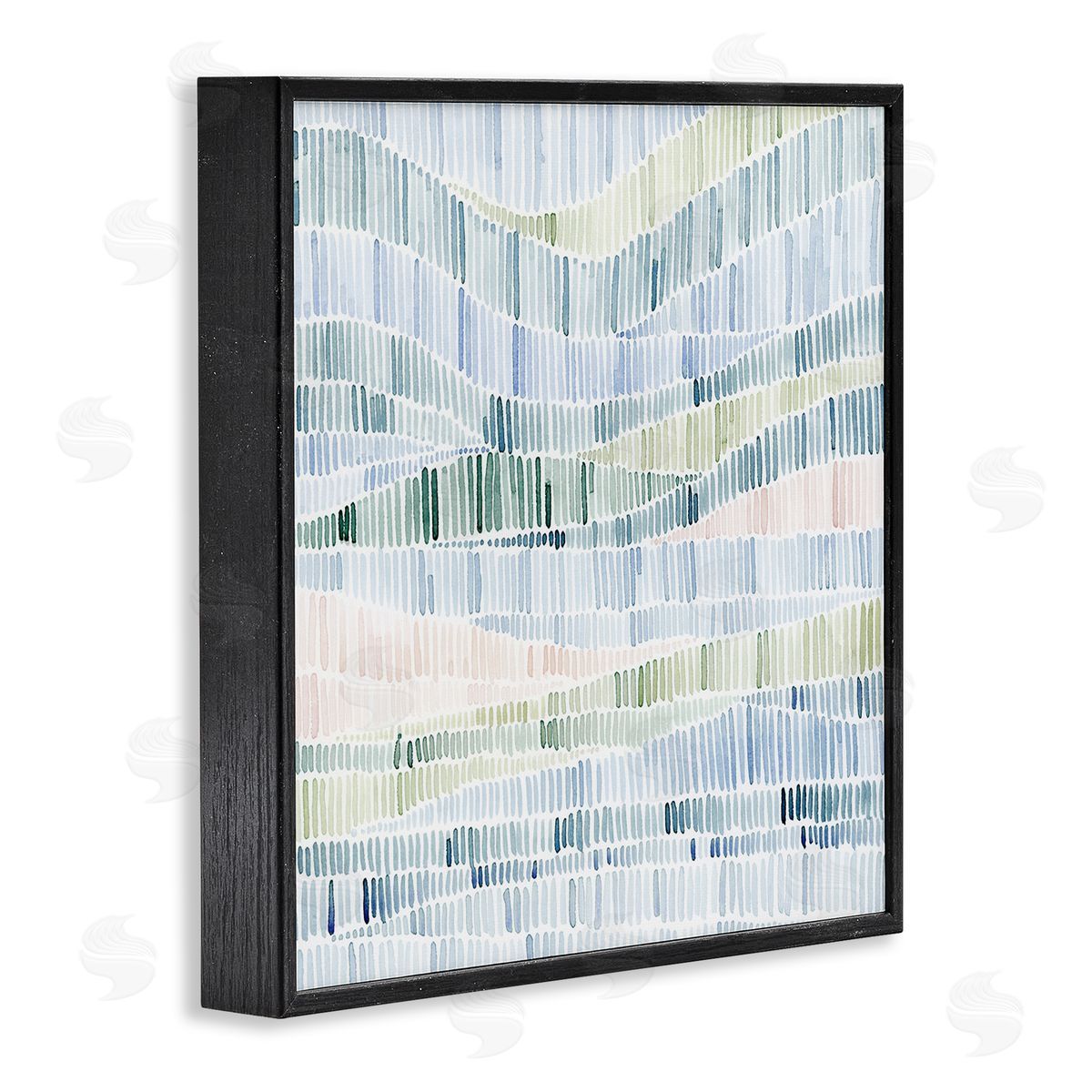 Grace Popp Abstract Layered Waves Striped Blue Green Beige Pattern Black Framed Glicee Wall Art Print