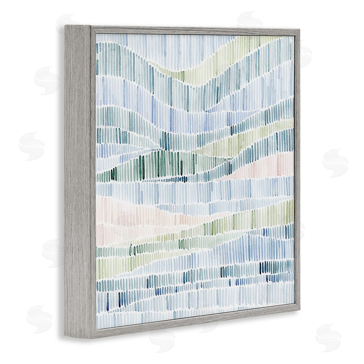 Grace Popp Abstract Layered Waves Striped Blue Green Beige Pattern Gray Framed Glicee Wall Art Print
