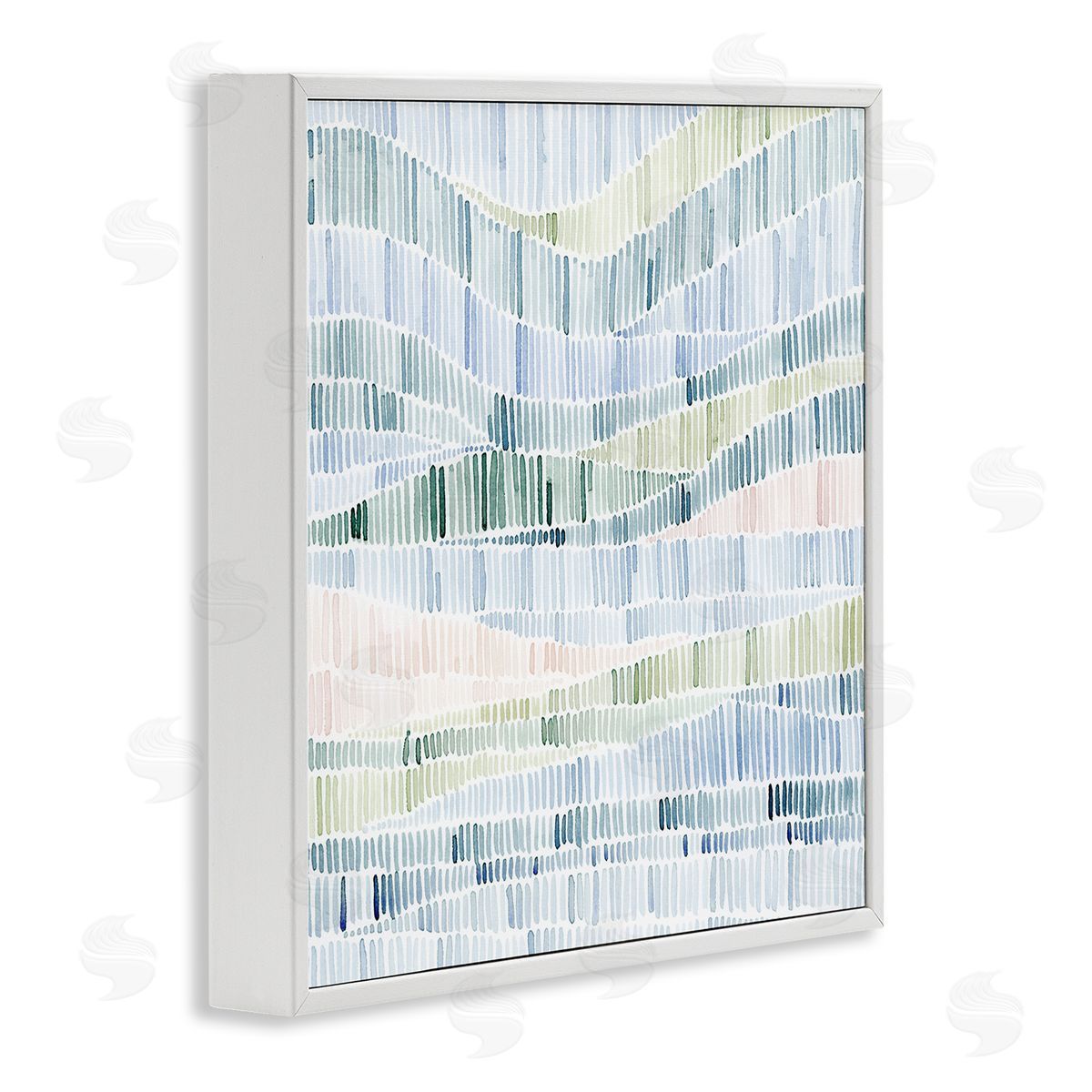 Grace Popp Abstract Layered Waves Striped Blue Green Beige Pattern White Framed Glicee Wall Art Print