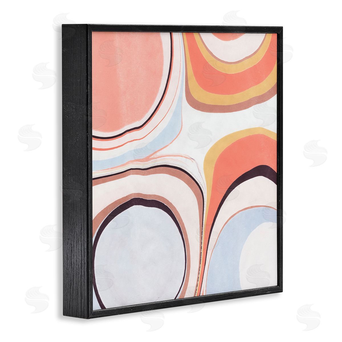 Annie Warren Groovy Orange Pink Abstract Painting Fluid Shapes Black Framed Glicee Wall Art Print
