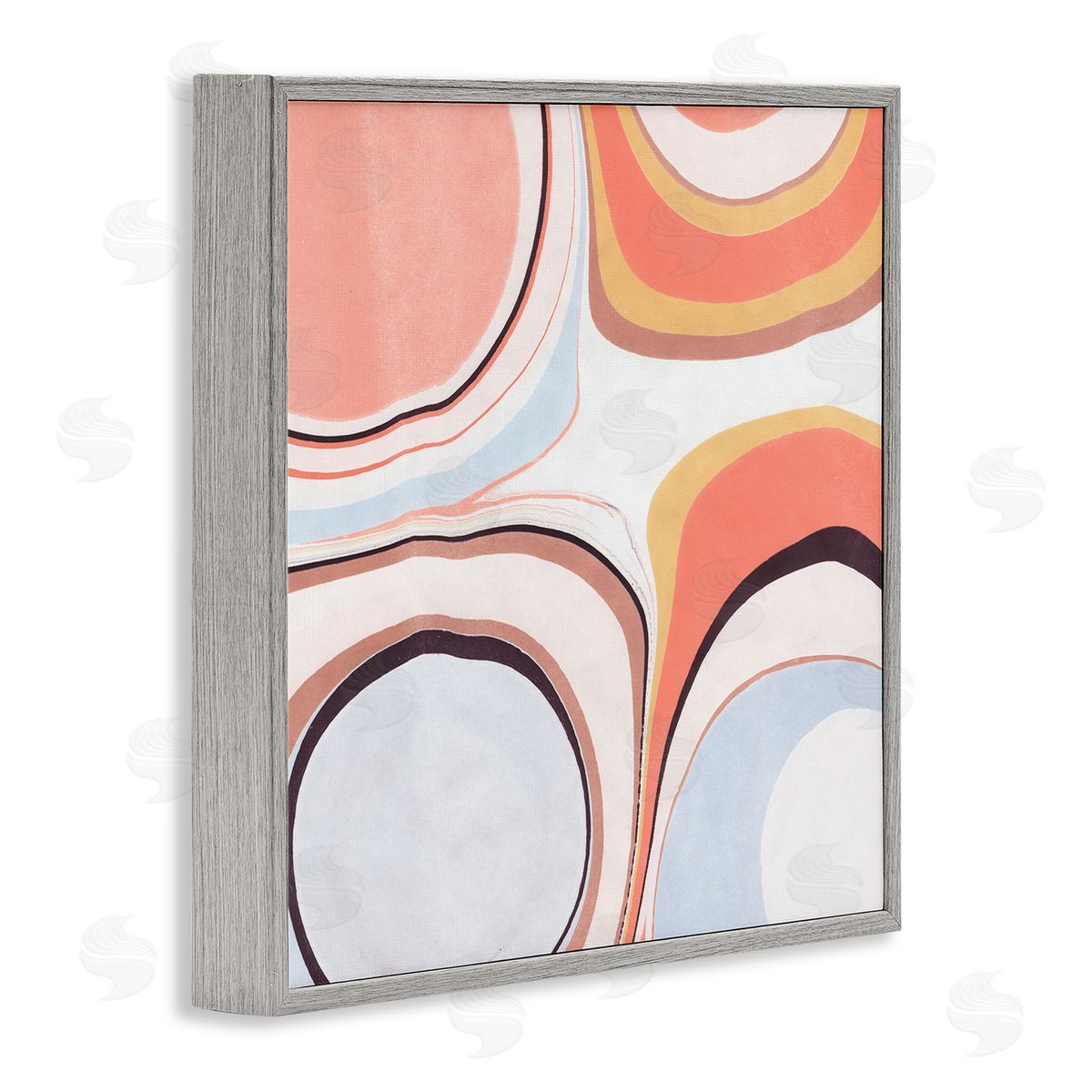 Annie Warren Groovy Orange Pink Abstract Painting Fluid Shapes Gray Framed Glicee Wall Art Print