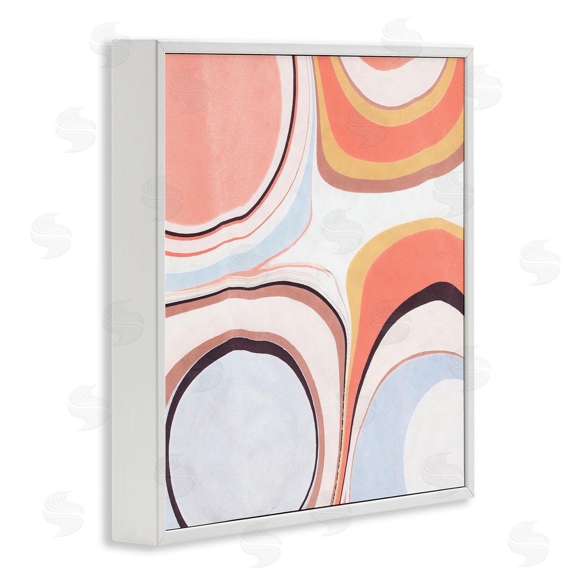 Annie Warren Groovy Orange Pink Abstract Painting Fluid Shapes White Framed Glicee Wall Art Print