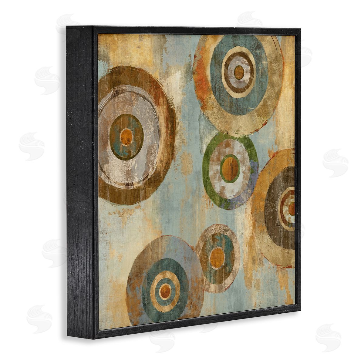 Cam Richards Abstract Layered Circles Industrial Rust Tones Geometric Shapes Black Framed Glicee Wall Art Print