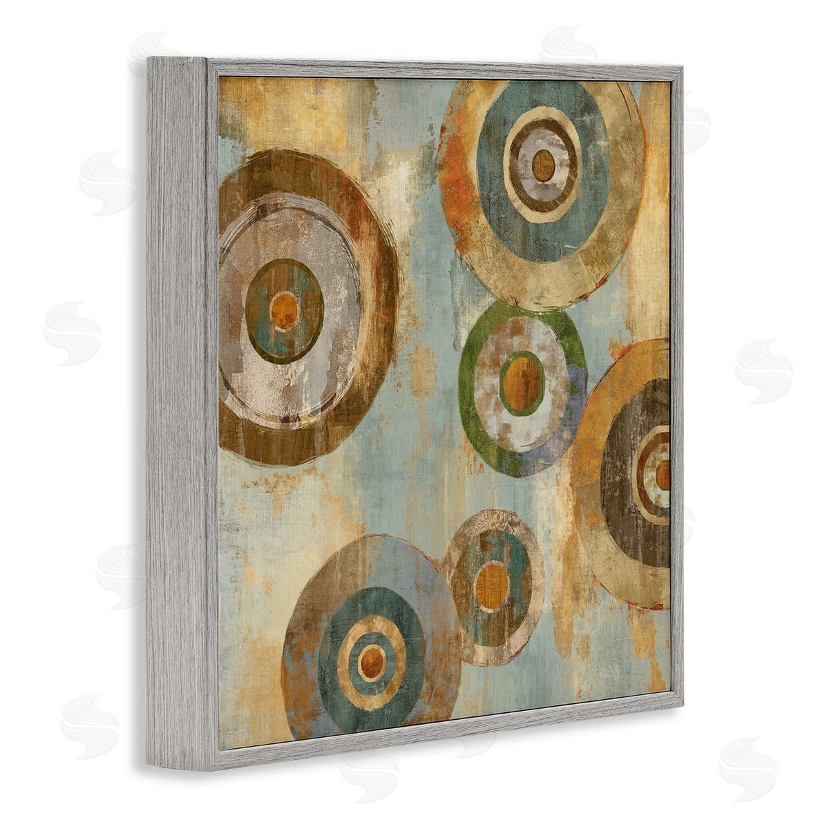 Cam Richards Abstract Layered Circles Industrial Rust Tones Geometric Shapes Gray Framed Glicee Wall Art Print