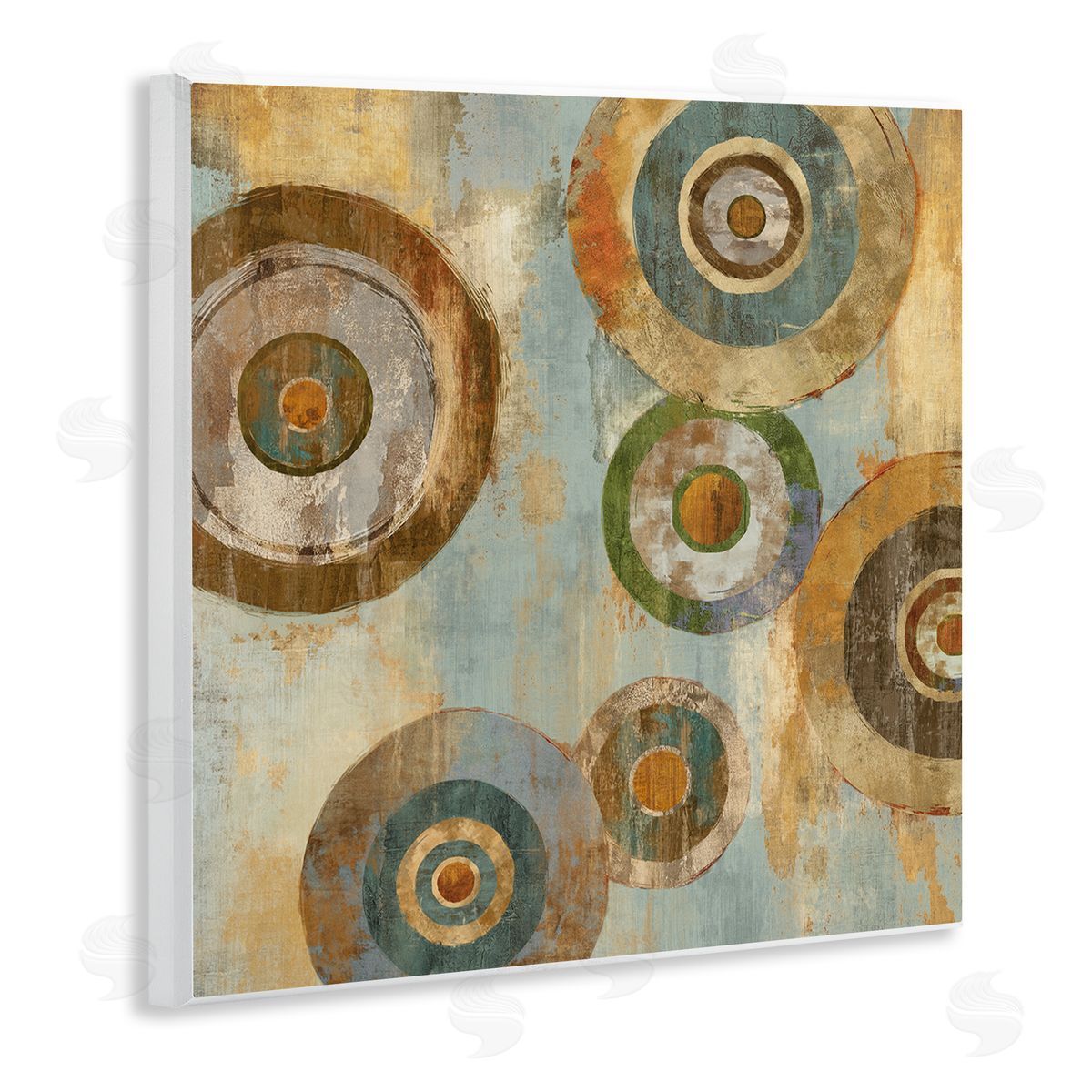 Cam Richards Abstract Layered Circles Industrial Rust Tones Geometric Shapes Wooden Wall Plaque Art Print